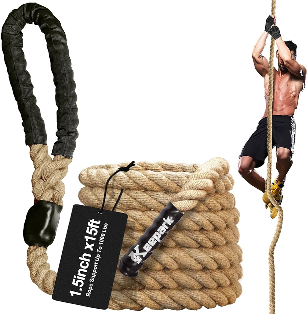 Climbing Rope 1.5 Inch Diameter 10FT 15FT 20FT 25FT 30FT 35FT Gym Climbing Rope for Fitness & Strength Training, Workout Exercises Climbing Rope for Adults Kids Outdoor or Home Indoor