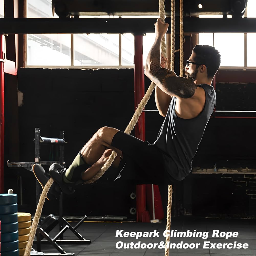 Climbing Rope 1.5 Inch Diameter 10FT 15FT 20FT 25FT 30FT 35FT Gym Climbing Rope for Fitness & Strength Training, Workout Exercises Climbing Rope for Adults Kids Outdoor or Home Indoor