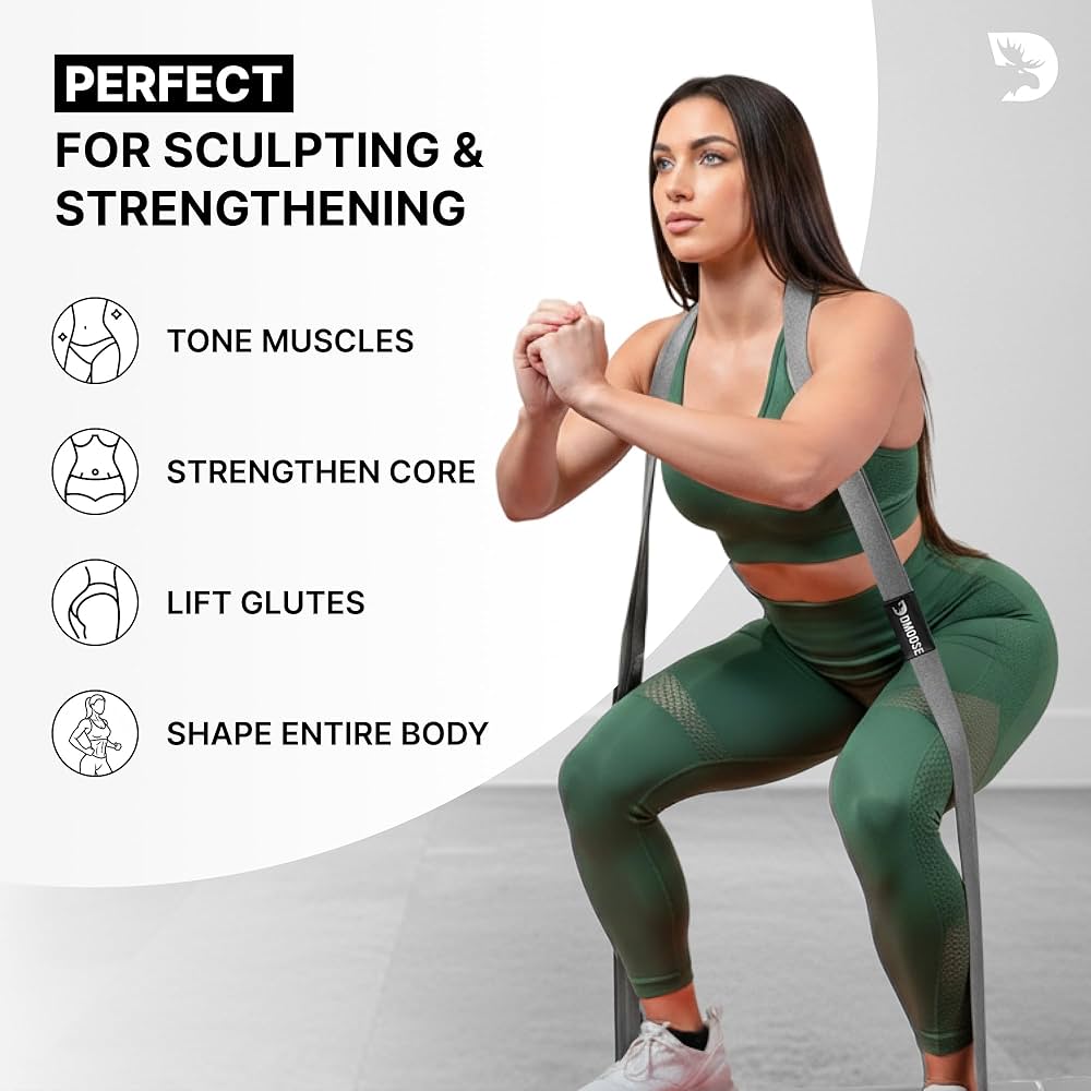 DMoose Fitness Fabric Resistance Bands for Full Body Exercises – Non-Slip Thick Cloth Stretch Band for Squats, Lunges & Bicep Curls – Long Resistance Bands for Working Out – Booty Band for Men & Women