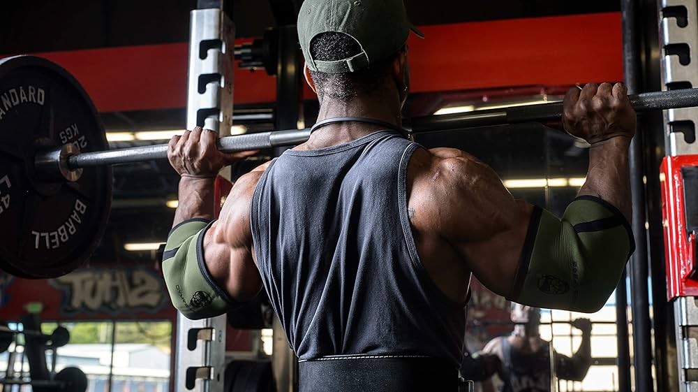 Gymreapers Elbow Sleeves for Weightlifting Powerlifting and Bench Press Support and Compression for Tendonitis Pain Relief 5mm Neoprene Training Gear for Men and Wome