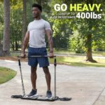 EVO Gym – Portable Home Gym Strength Training Equipment, at Home Gym | All in One Gym – Resistance Bands, Base Holds Gym Bar & Handles for Travel | Portable Gym & Home Exercise Equipment