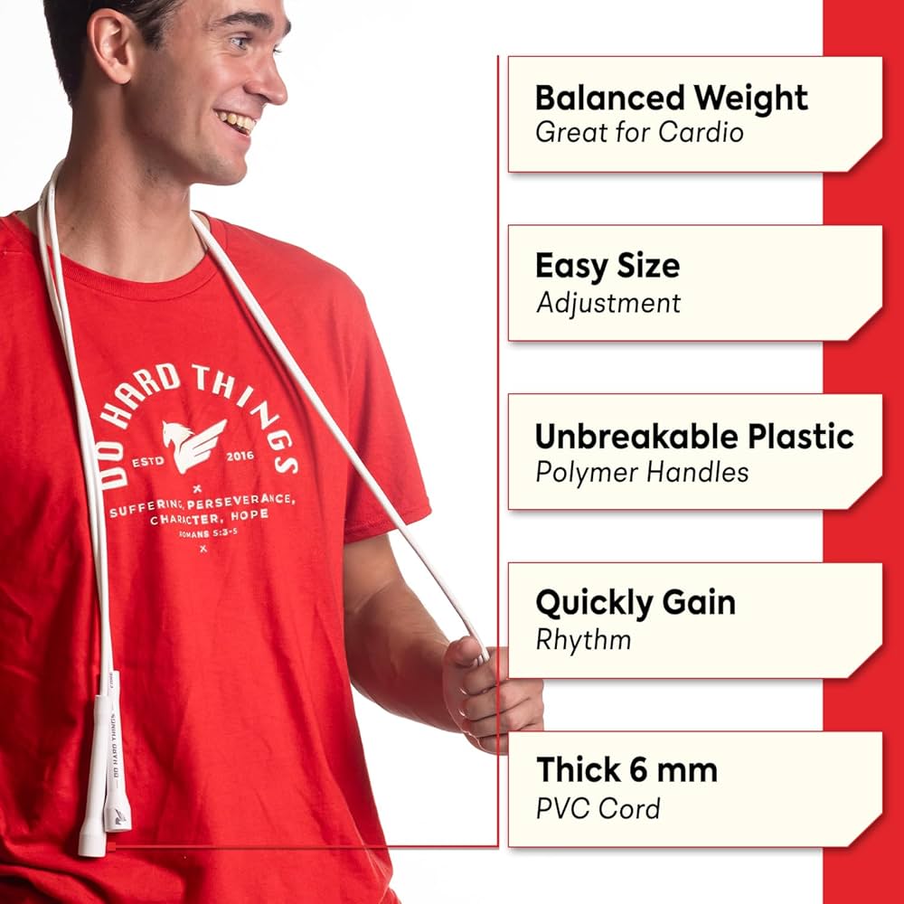 Elite Jumps Adjustable Jump Rope – 6mm PVC Training Rope for Fitness & Cardio | Indoor/Outdoor Skipping Rope with Unbreakable Handles, Non-Kinking Cord & Smooth Rotation for Boxing & Strength