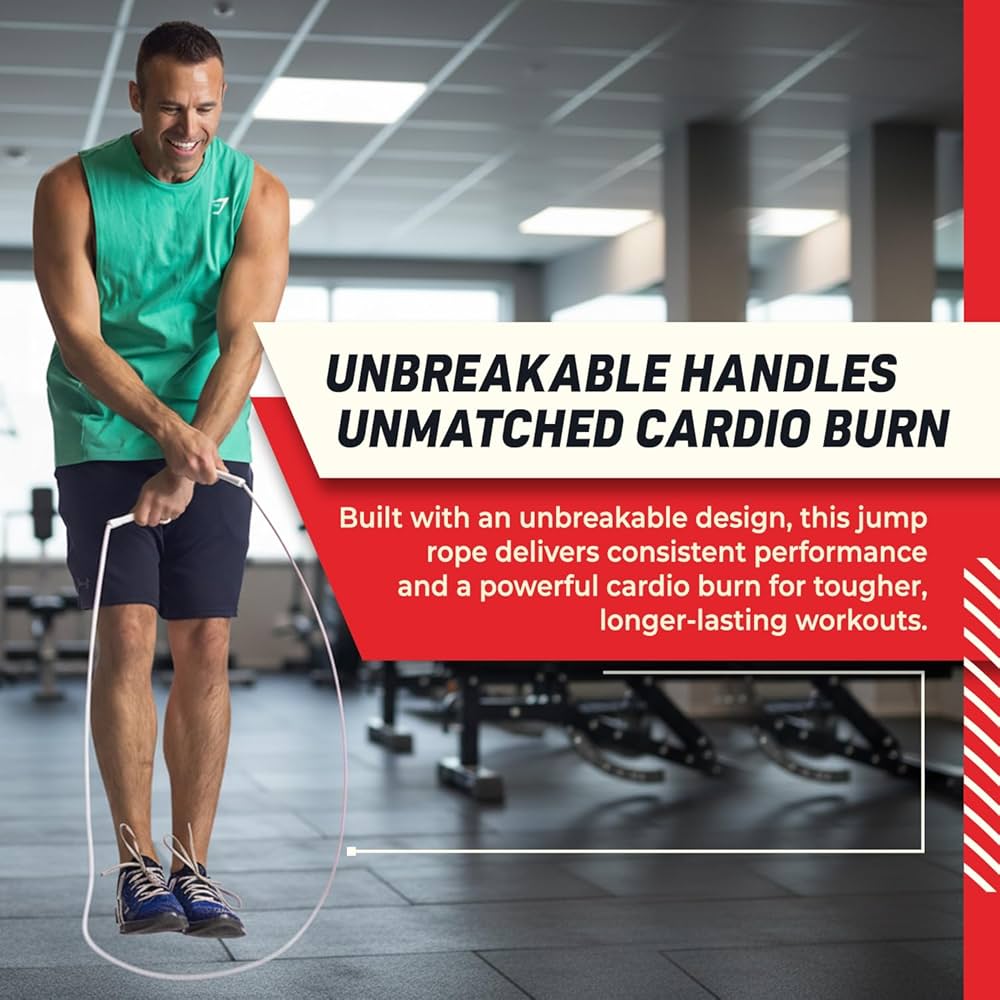 Elite Jumps Adjustable Jump Rope – 6mm PVC Training Rope for Fitness & Cardio | Indoor/Outdoor Skipping Rope with Unbreakable Handles, Non-Kinking Cord & Smooth Rotation for Boxing & Strength