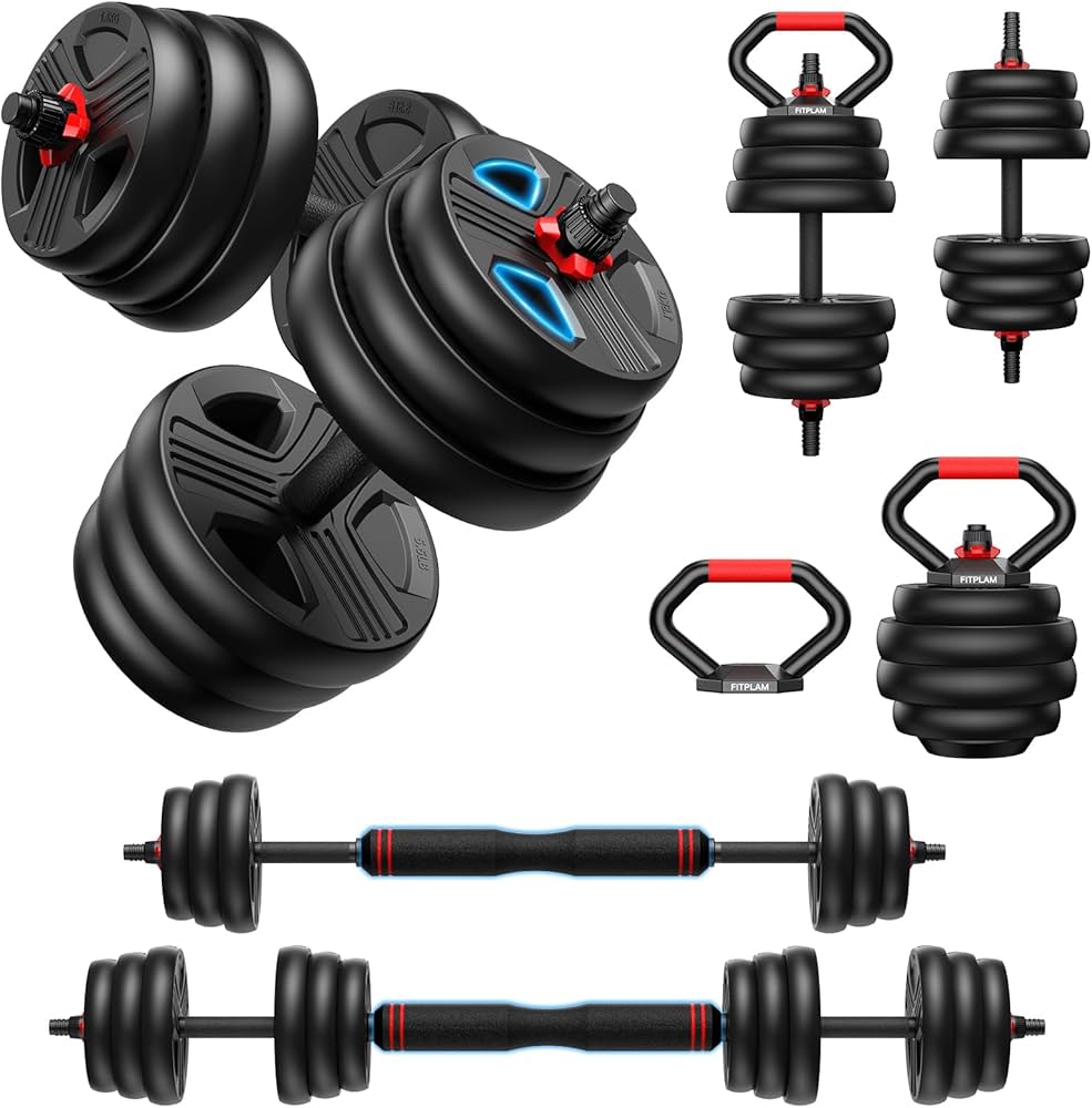 Adjustable dumbbell set,20/35/45/55/70/90lbs Free Weights set with upgraded nut, 5 in 1 Weight Set Used as Kettlebells, Barbell, Push up Stand, Fitness Exercise for Home Gym Suitable