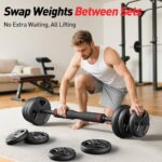 Adjustable dumbbell set,20/35/45/55/70/90lbs Free Weights set with upgraded nut, 5 in 1 Weight Set Used as Kettlebells, Barbell, Push up Stand, Fitness Exercise for Home Gym Suitable