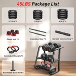 Adjustable dumbbell set,20/35/45/55/70/90lbs Free Weights set with upgraded nut, 5 in 1 Weight Set Used as Kettlebells, Barbell, Push up Stand, Fitness Exercise for Home Gym Suitable