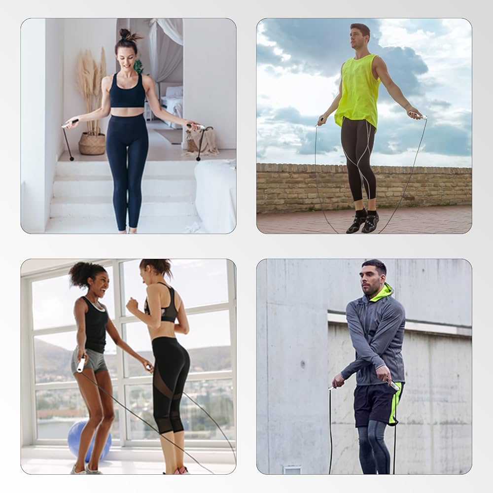 Jump Rope,Ropeless jump ropes weighted with counter for fitness,Home, Indoor or Outdoor exercise use,Workout,Crossfit,Gym,Cordless jump rope for Women,Men, Adults, Kids