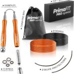 PrimaFIT Jump Rope Pro Speed Skipping Rope Adjustable Adult Jumping Rope Weighted Aluminium Handles for Double Dutch Boxing Workout Crossfit Exercise Fitness Spare Cable Weights Protectors Carry Bag