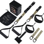 Suspension Trainer, Bodyweight Training Straps for Full Body Workouts at Home, Includes Door Anchor, Extension Arms and Advanced Foot Straps. Green