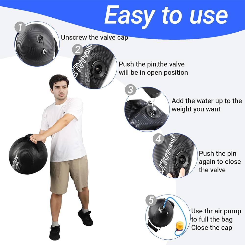 Heavy Aqua Bags-Water weight Bag 38-66Ibs – Ultimate Core Water Weights Aqua Ball-Adjustable Workout Sandbag Alternative for Full Body Exercise, Portable Stability Fitness & Balance Trainer Equipment