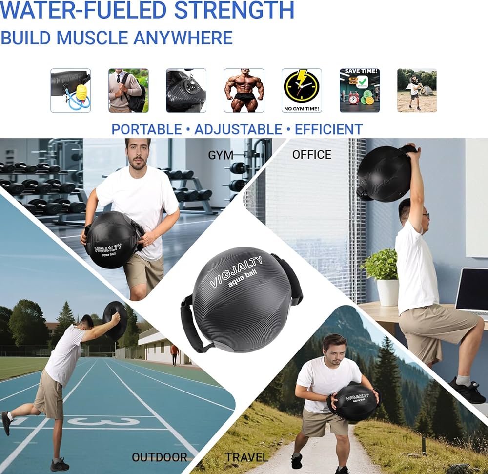 Heavy Aqua Bags-Water weight Bag 38-66Ibs – Ultimate Core Water Weights Aqua Ball-Adjustable Workout Sandbag Alternative for Full Body Exercise, Portable Stability Fitness & Balance Trainer Equipment