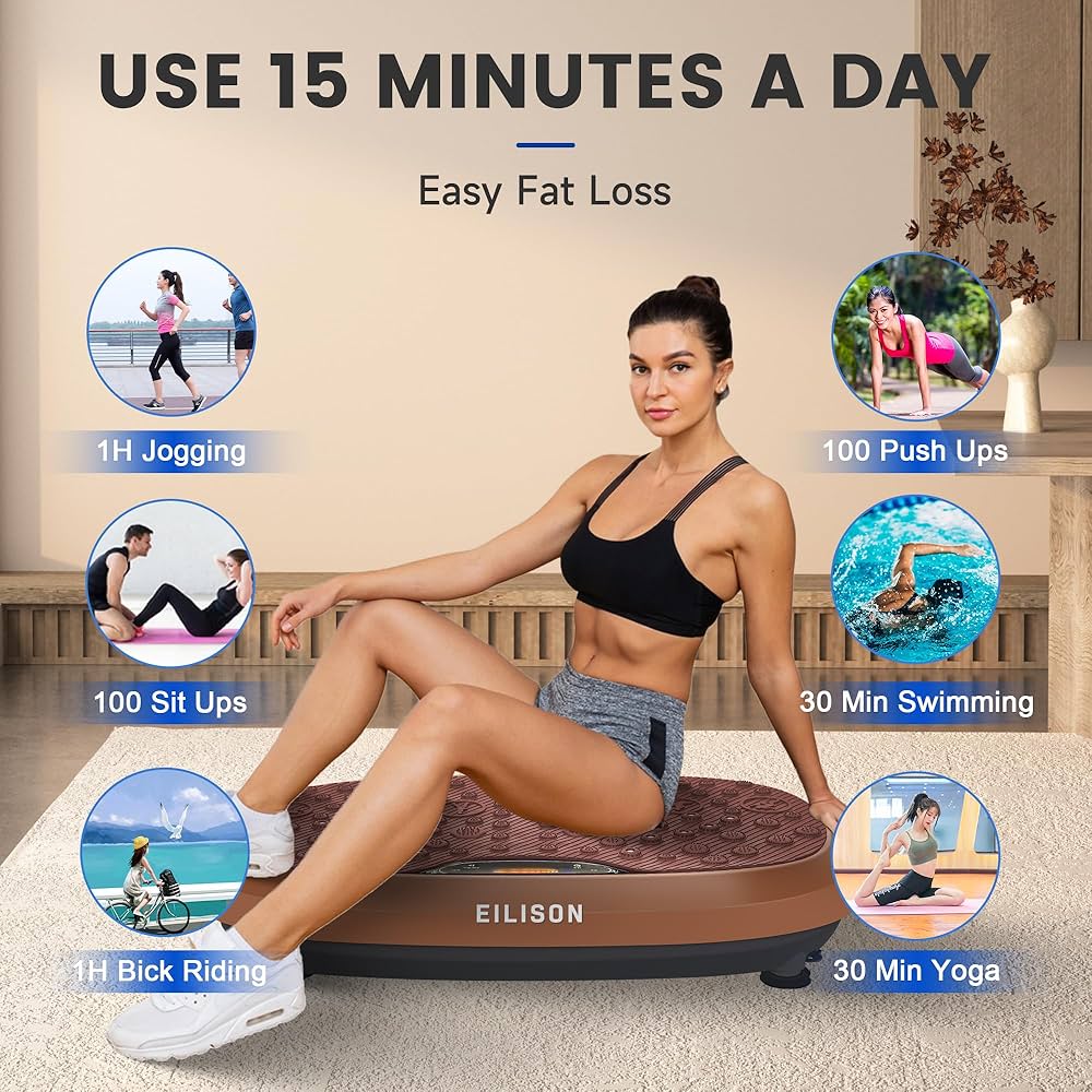 EILISON FitMaxx 3D XL Vibration Plate Exercise Machine – Whole Body Workout Vibration Platform w/Loop Bands – Lymphatic Drainage Machine for Weight Loss, Shaping, Wellness, Recovery