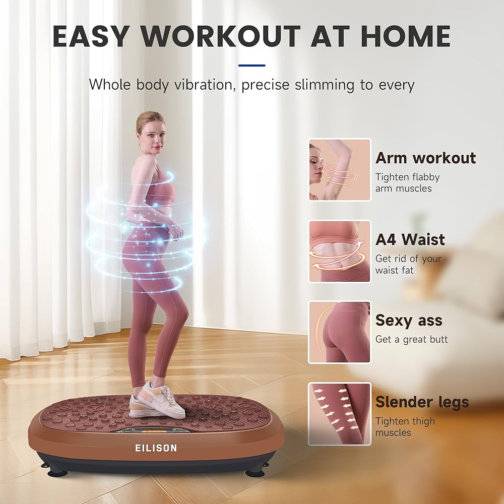 EILISON FitMaxx 3D XL Vibration Plate Exercise Machine – Whole Body Workout Vibration Platform w/Loop Bands – Lymphatic Drainage Machine for Weight Loss, Shaping, Wellness, Recovery