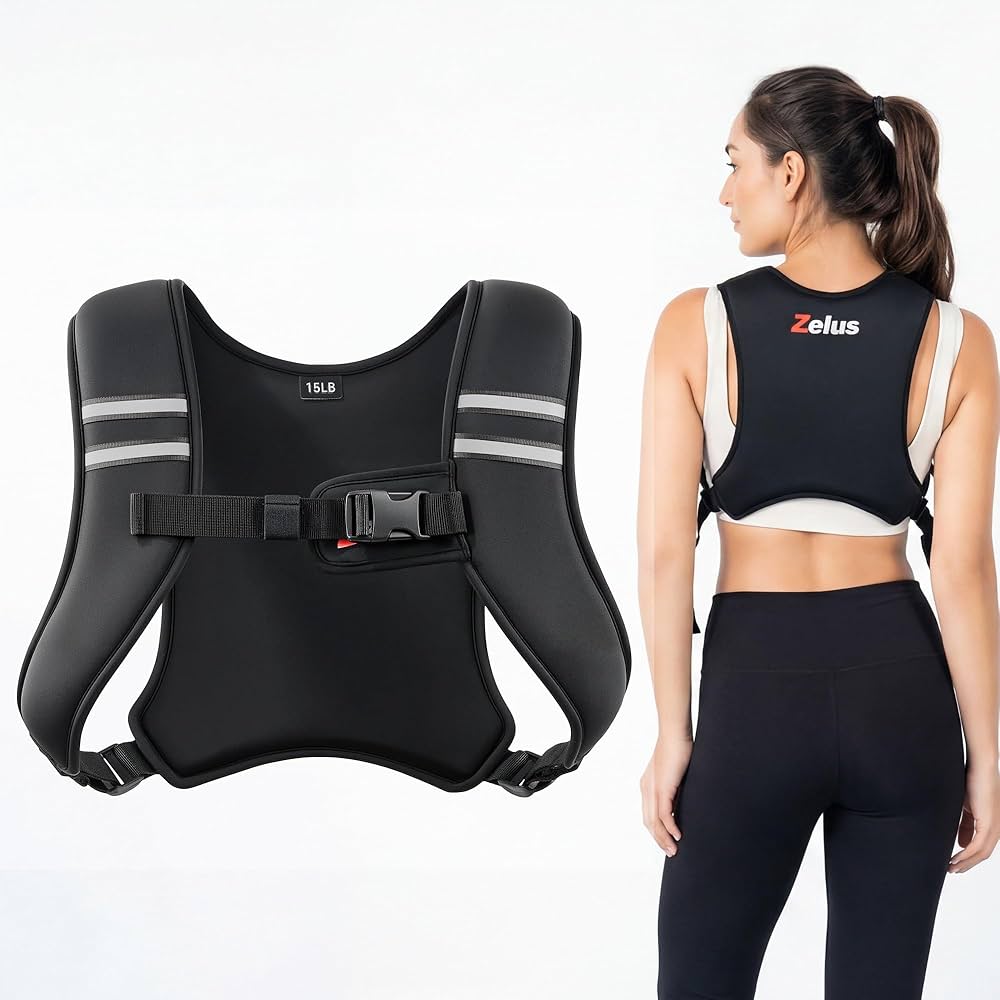 ZELUS Weighted Vest, Washable Z-Fit Soft Iron Weighted Vest for Women and Men, 5/10/15 lb Weight Vest with Reflective Strips & Adjustable Straps, Ultra Thin Weight Vest for Gym Strength Training