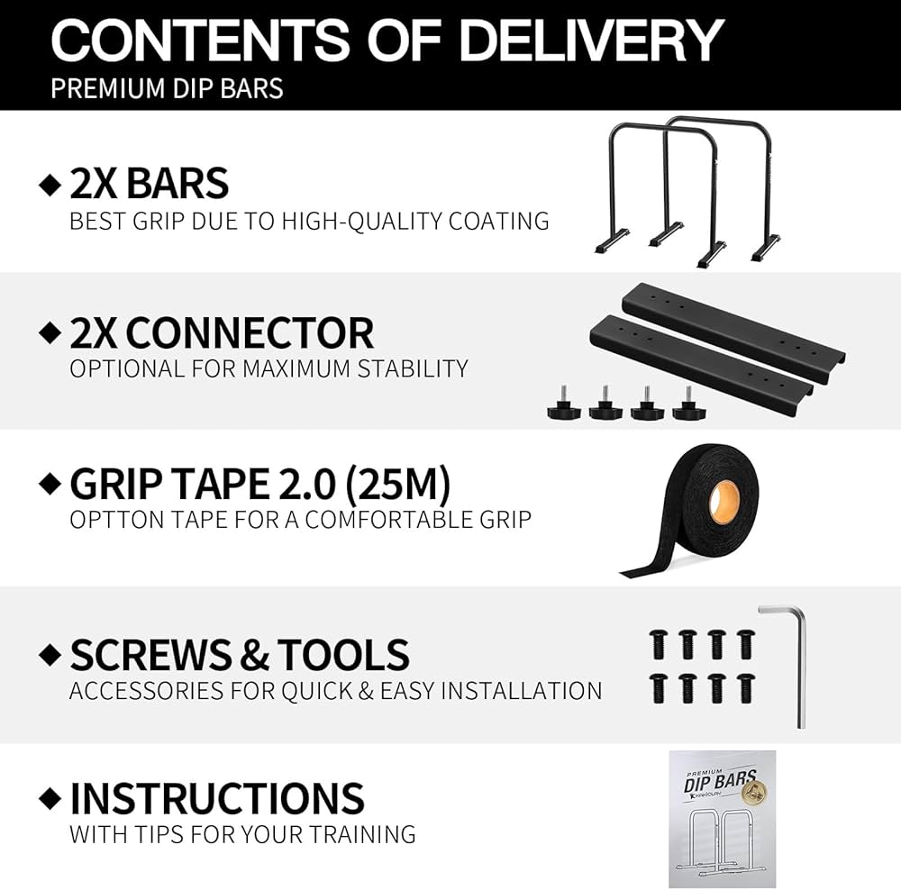 2026 Upgrade World’s Best Strongest Premium Dip Bars with Adjustable Ultra-Stable Settings & Non-Slip Feet – USA Original Patent, USA Designed, USA Shipped, USA Warranty