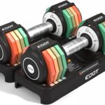 Adjustable Dumbbells Set/Single, 12.5LB/22.5LB/55LB 5 in 1 Free Adjustable Dumbbell Set with Anti-Slip Handle & Rainbow-colored Weight Plates for Home Gym, Weight Set for Women Men