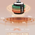 Adjustable Dumbbells Set/Single, 12.5LB/22.5LB/55LB 5 in 1 Free Adjustable Dumbbell Set with Anti-Slip Handle & Rainbow-colored Weight Plates for Home Gym, Weight Set for Women Men