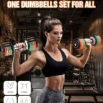 Adjustable Dumbbells Set/Single, 12.5LB/22.5LB/55LB 5 in 1 Free Adjustable Dumbbell Set with Anti-Slip Handle & Rainbow-colored Weight Plates for Home Gym, Weight Set for Women Men
