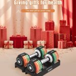Adjustable Dumbbells Set/Single, 12.5LB/22.5LB/55LB 5 in 1 Free Adjustable Dumbbell Set with Anti-Slip Handle & Rainbow-colored Weight Plates for Home Gym, Weight Set for Women Men