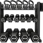 3-Tier Dumbbell Rack Stand Only, Weight Rack for Home Gym Dumbbells, Adjustable Height, Compact Design, Dumbbell Storage for Home Use
