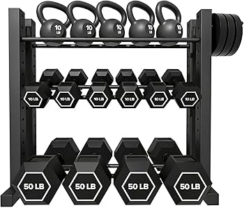 3-Tier Dumbbell Rack Stand Only, Weight Rack for Home Gym Dumbbells, Adjustable Height, Compact Design, Dumbbell Storage for Home Use