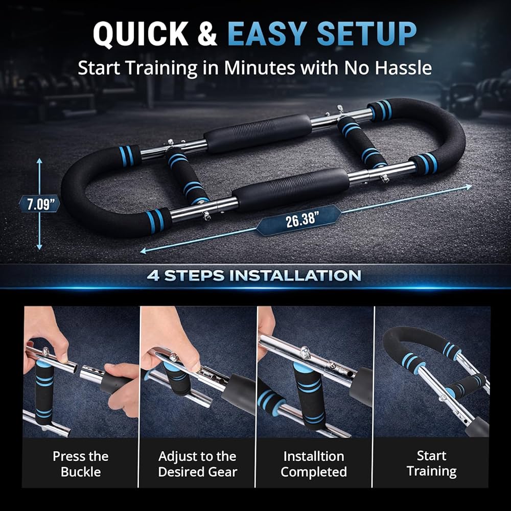 Chest and Arm Trainer with Adjustable Resistance – Arm Exercise Equipment Featuring 2 Pair of Interchangeable Rods (30LB–130LB),Twister Arm Trainer for Men for Home Workouts