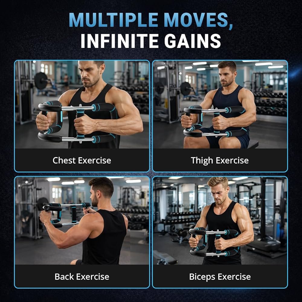 Chest and Arm Trainer with Adjustable Resistance – Arm Exercise Equipment Featuring 2 Pair of Interchangeable Rods (30LB–130LB),Twister Arm Trainer for Men for Home Workouts