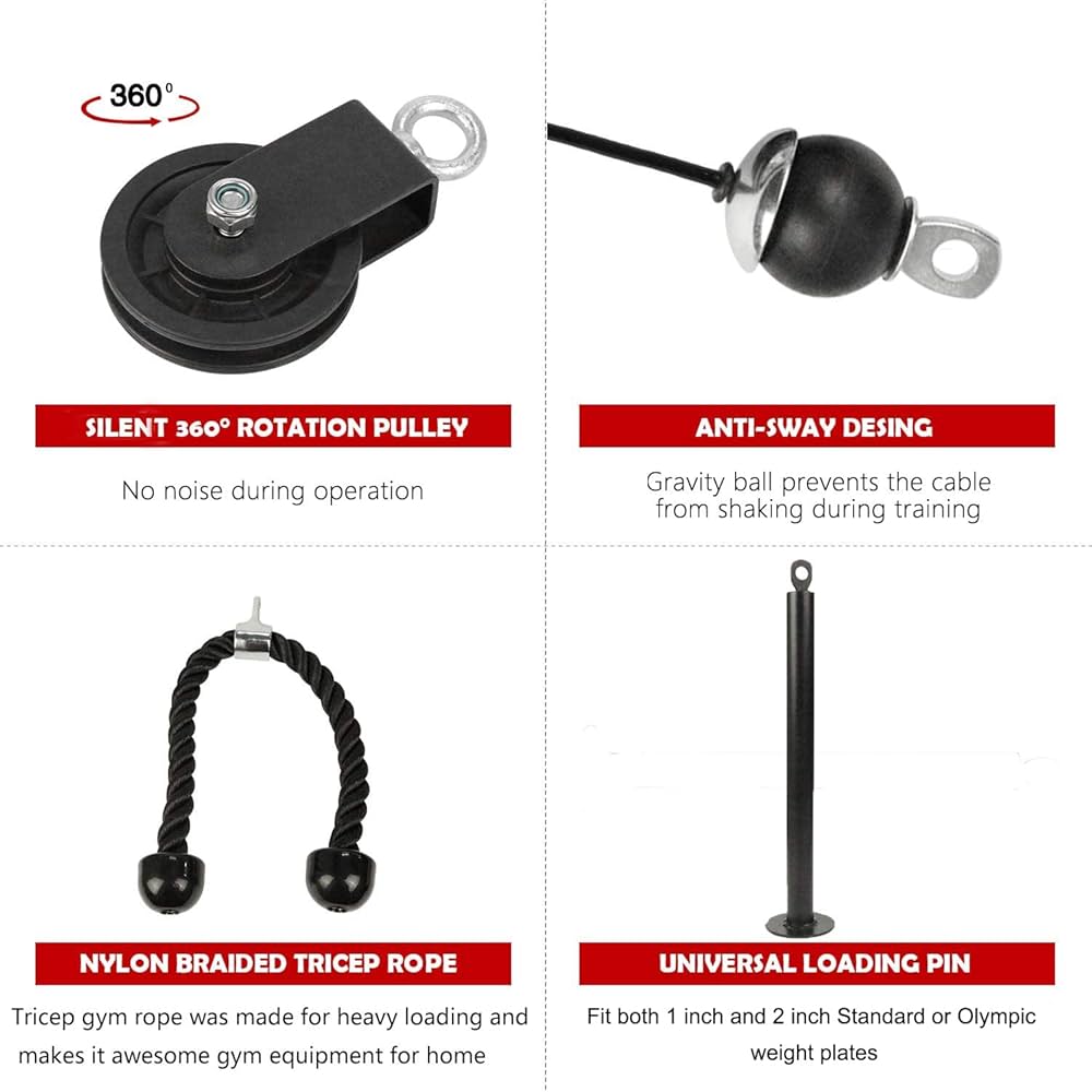 4.5 4.5 out of 5 stars (3,275) LFJ LAT Pull Down and Lift Weight Pulley System Cable Machine Pulley Attachment for Triceps Pull Down, Biceps Curl, Back, Forearm, Shoulder Home Gym Equipment