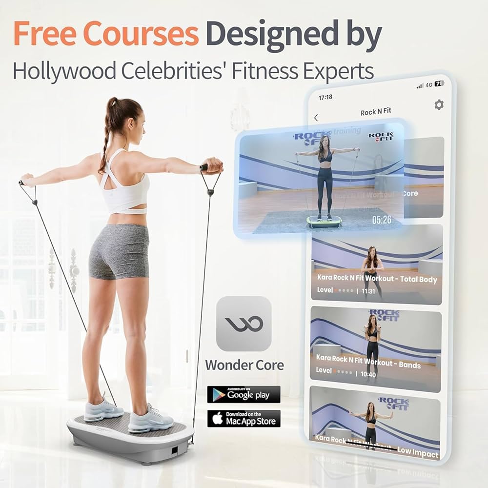 Wonder Core Rock N Fit – Vibration Plate Exercise Machine, Whole Body Vibration Platform with Seat, Body Shaker for Weight Loss, Lymphatic Drainage, Recovery, Home Fitness Equipment