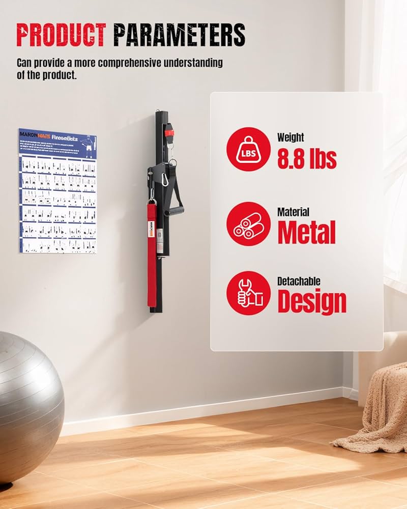 Cable Machine Home Gym, Wall-Mount Exercise & Workout Equipment with Adjustable Resistance, Compact Fitness Equipment, Multi-Functional Trainer for Full Body Strength, Toning, Rehab Training