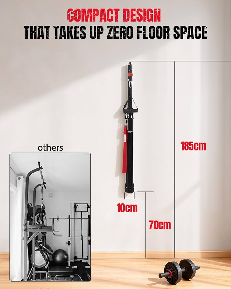 Cable Machine Home Gym, Wall-Mount Exercise & Workout Equipment with Adjustable Resistance, Compact Fitness Equipment, Multi-Functional Trainer for Full Body Strength, Toning, Rehab Training