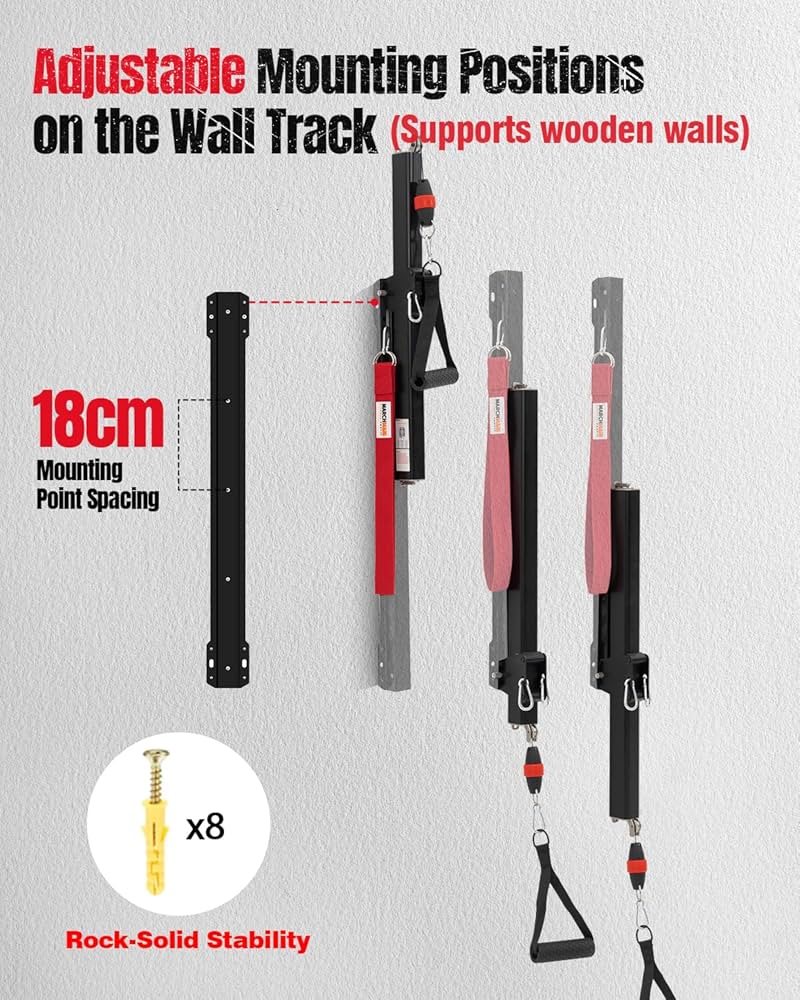 Cable Machine Home Gym, Wall-Mount Exercise & Workout Equipment with Adjustable Resistance, Compact Fitness Equipment, Multi-Functional Trainer for Full Body Strength, Toning, Rehab Training