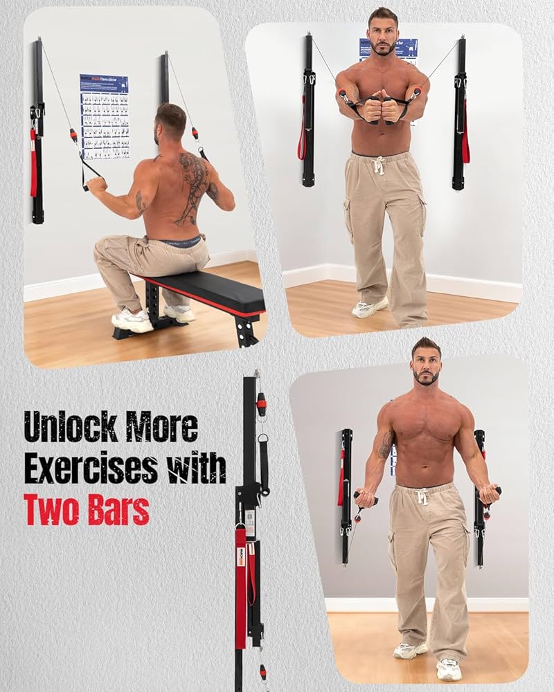 Cable Machine Home Gym, Wall-Mount Exercise & Workout Equipment with Adjustable Resistance, Compact Fitness Equipment, Multi-Functional Trainer for Full Body Strength, Toning, Rehab Training