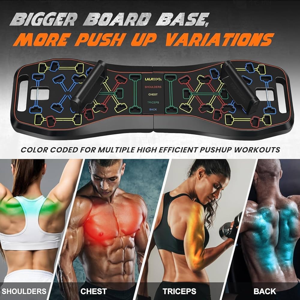 LALAHIGH Push Up Board,36 in 1 Home Gym Equipment with Ab Roller Wheel & Resistance Bands, Portable Foldable Workout Board for Full Body Strength Training Men Women,Gift for Boyfriend
