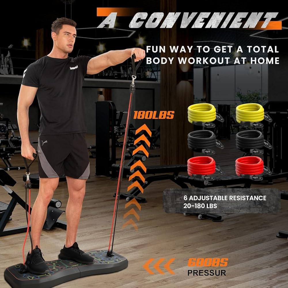 LALAHIGH Push Up Board,36 in 1 Home Gym Equipment with Ab Roller Wheel & Resistance Bands, Portable Foldable Workout Board for Full Body Strength Training Men Women,Gift for Boyfriend