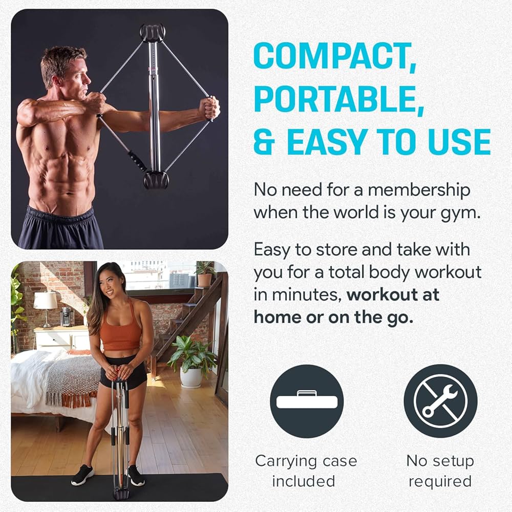 Bullworker Bow Classic 36″ Isometric Exercise Equipment, Portable Strength Training at Home Gym Equipment for Back, Shoulder, Chest, Biceps, Abs, Arm, Ab Workout, All in One Exerciser for Men & Women