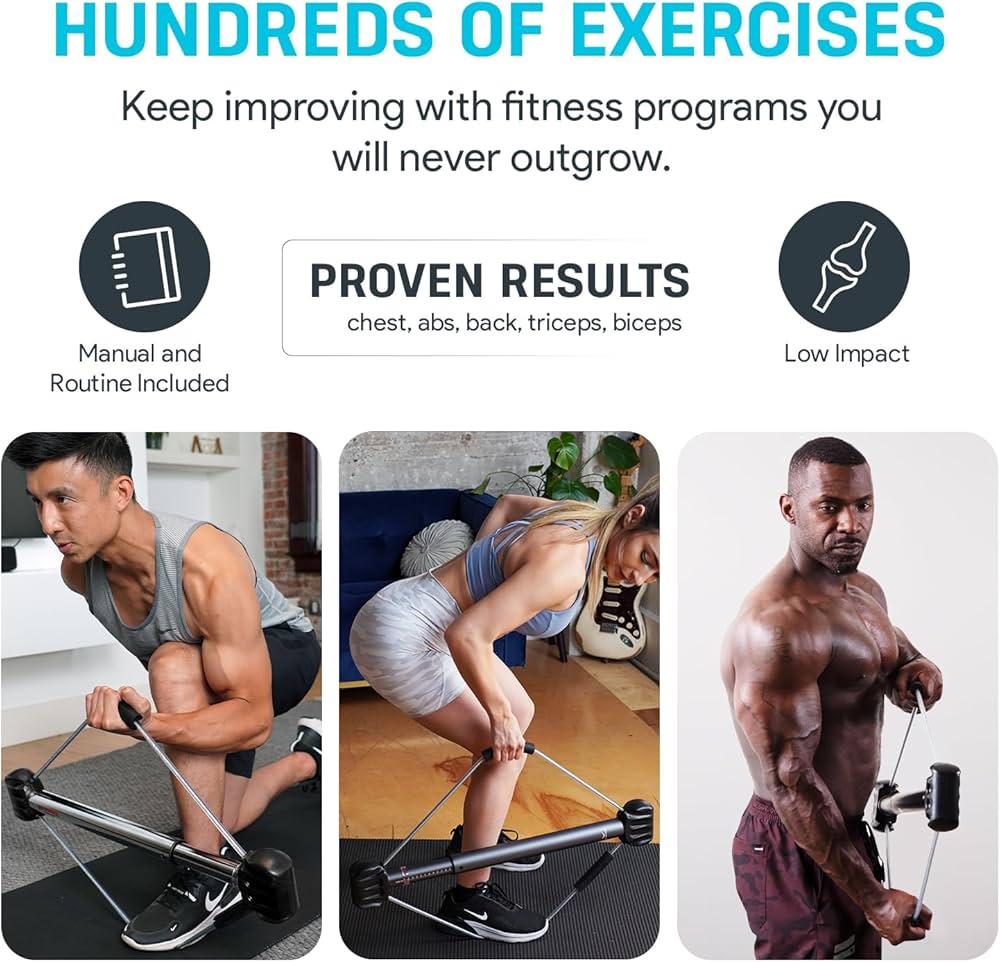 Bullworker Bow Classic 36″ Isometric Exercise Equipment, Portable Strength Training at Home Gym Equipment for Back, Shoulder, Chest, Biceps, Abs, Arm, Ab Workout, All in One Exerciser for Men & Women