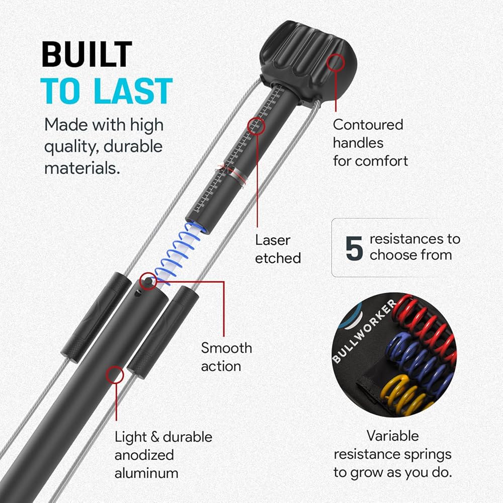 Bullworker Bow Classic 36″ Isometric Exercise Equipment, Portable Strength Training at Home Gym Equipment for Back, Shoulder, Chest, Biceps, Abs, Arm, Ab Workout, All in One Exerciser for Men & Women