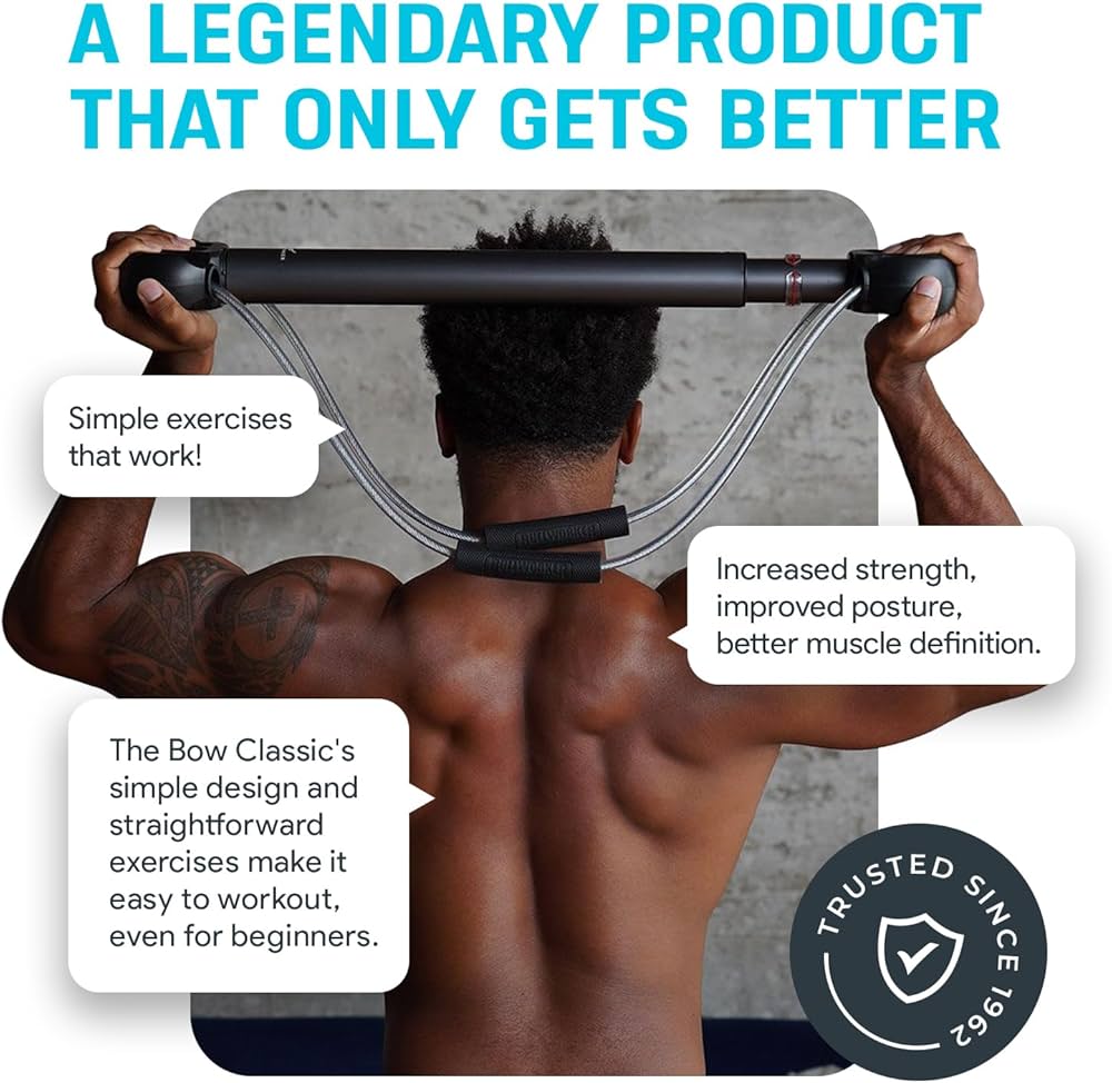 Bullworker Bow Classic 36″ Isometric Exercise Equipment, Portable Strength Training at Home Gym Equipment for Back, Shoulder, Chest, Biceps, Abs, Arm, Ab Workout, All in One Exerciser for Men & Women