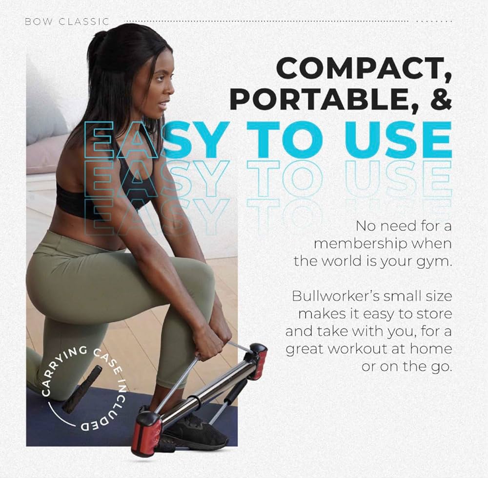 Bullworker Bow Classic 36″ Isometric Exercise Equipment, Portable Strength Training at Home Gym Equipment for Back, Shoulder, Chest, Biceps, Abs, Arm, Ab Workout, All in One Exerciser for Men & Women