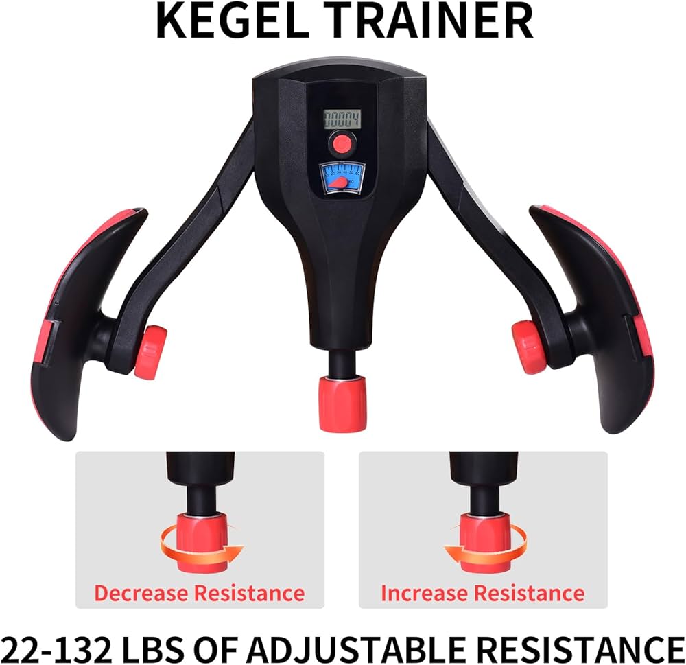 Thigh Trainer with Counter,3-in-1 Pelvic Floor Exercise Device,Adjustable 0-132lb Resistance Kegel Exerciser and Home Workout Equipment for Women and Men