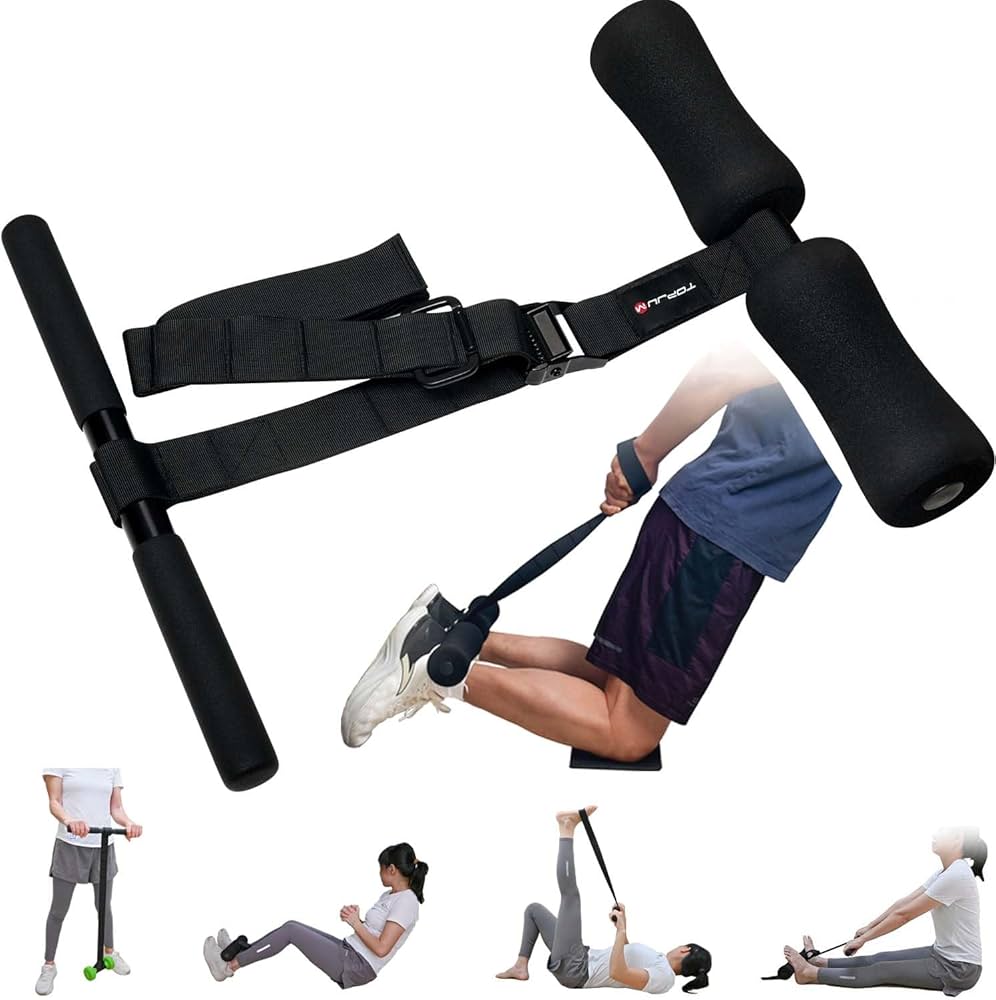 Nordic Hamstring Curl & Stretching Strap System, Full Body Flexibility & Strength Training Home Gym Equipment for Legs, Back, Core & Forearm