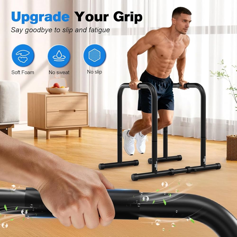RELIFE REBUILD YOUR LIFE Dip Station Functional Heavy Duty Dip Stands Fitness Workout Dip bar Station Stabilizer Parallette Push Up Stand