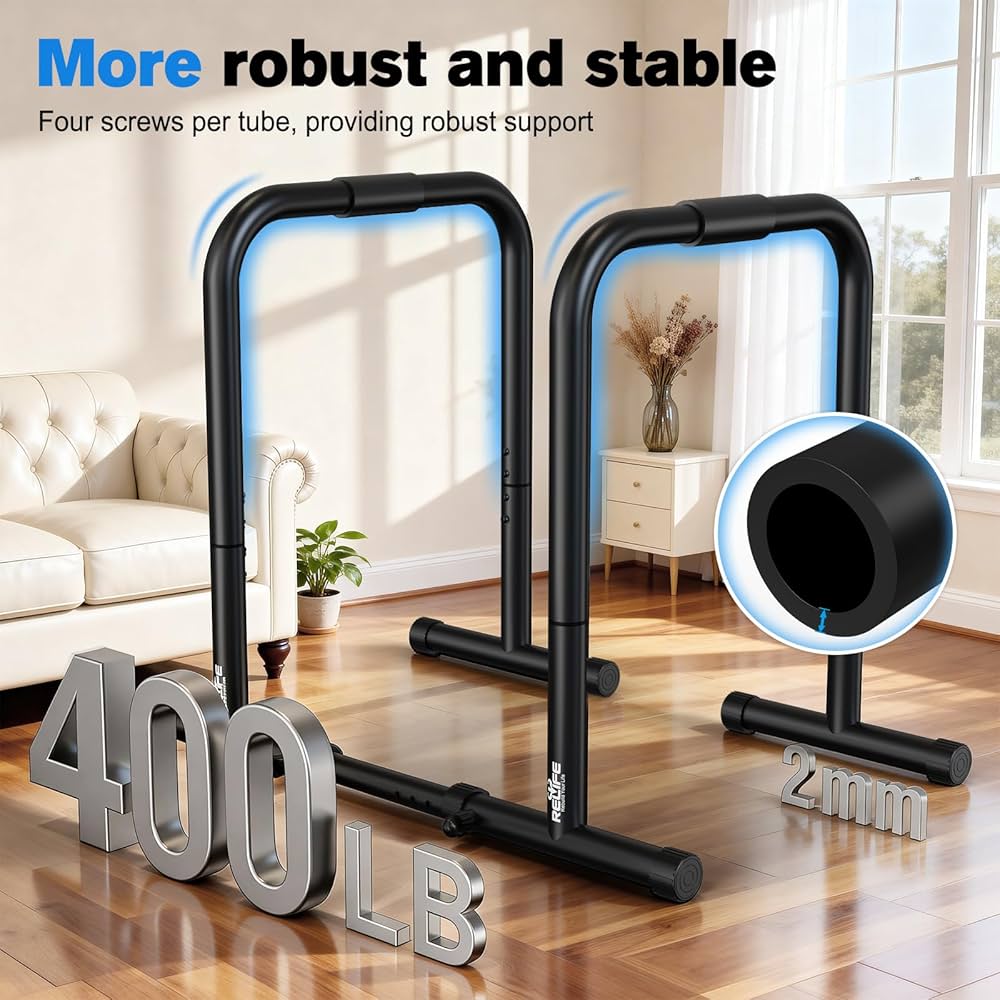 RELIFE REBUILD YOUR LIFE Dip Station Functional Heavy Duty Dip Stands Fitness Workout Dip bar Station Stabilizer Parallette Push Up Stand