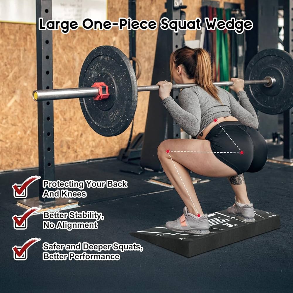 Squat Wedge Block, Professional One-Piece Heel Elevated Slant Board for All-Position Squats, Knees Over Toes, Weightlifting, Calf Stretches ect.. Home and Gym Equipment.