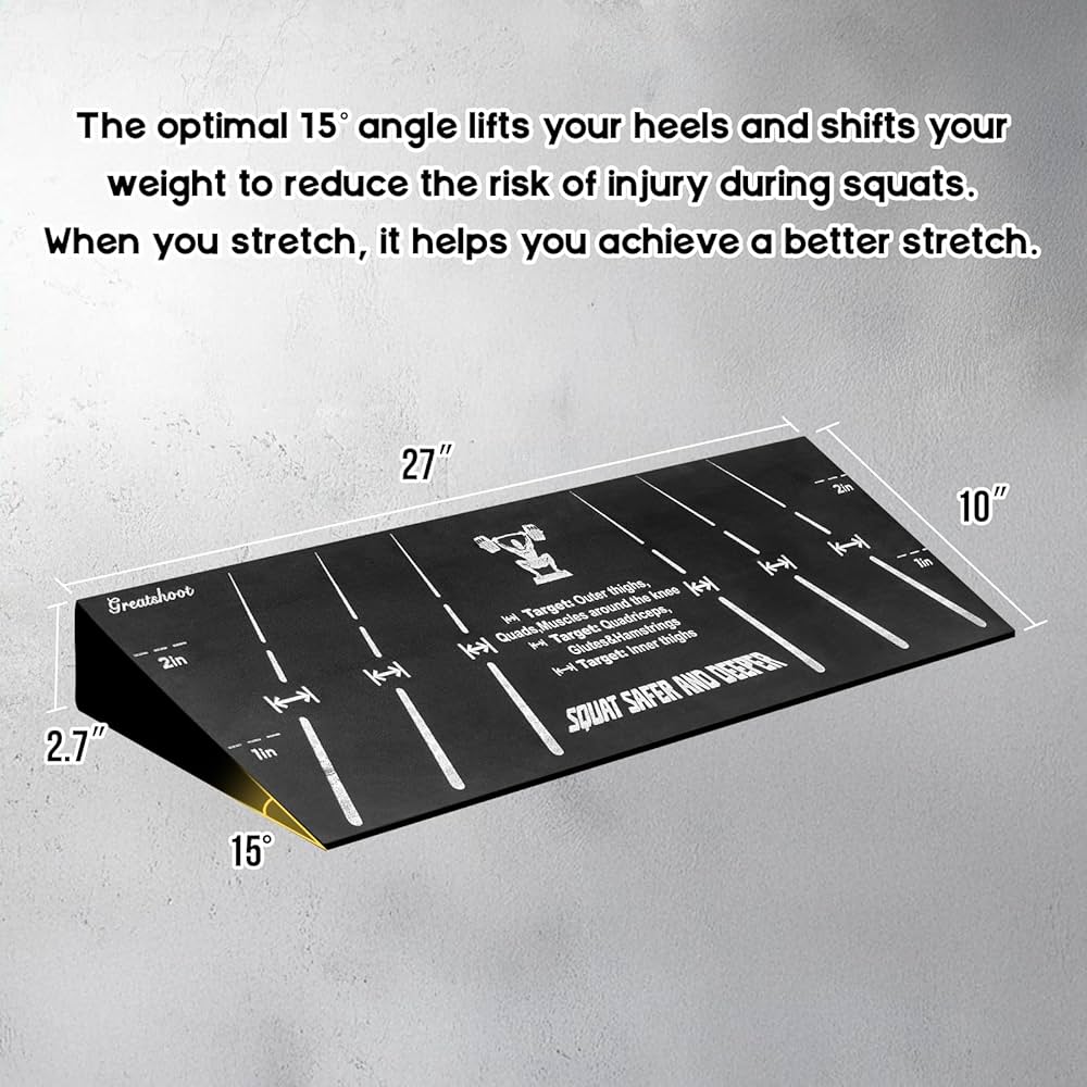 Squat Wedge Block, Professional One-Piece Heel Elevated Slant Board for All-Position Squats, Knees Over Toes, Weightlifting, Calf Stretches ect.. Home and Gym Equipment.
