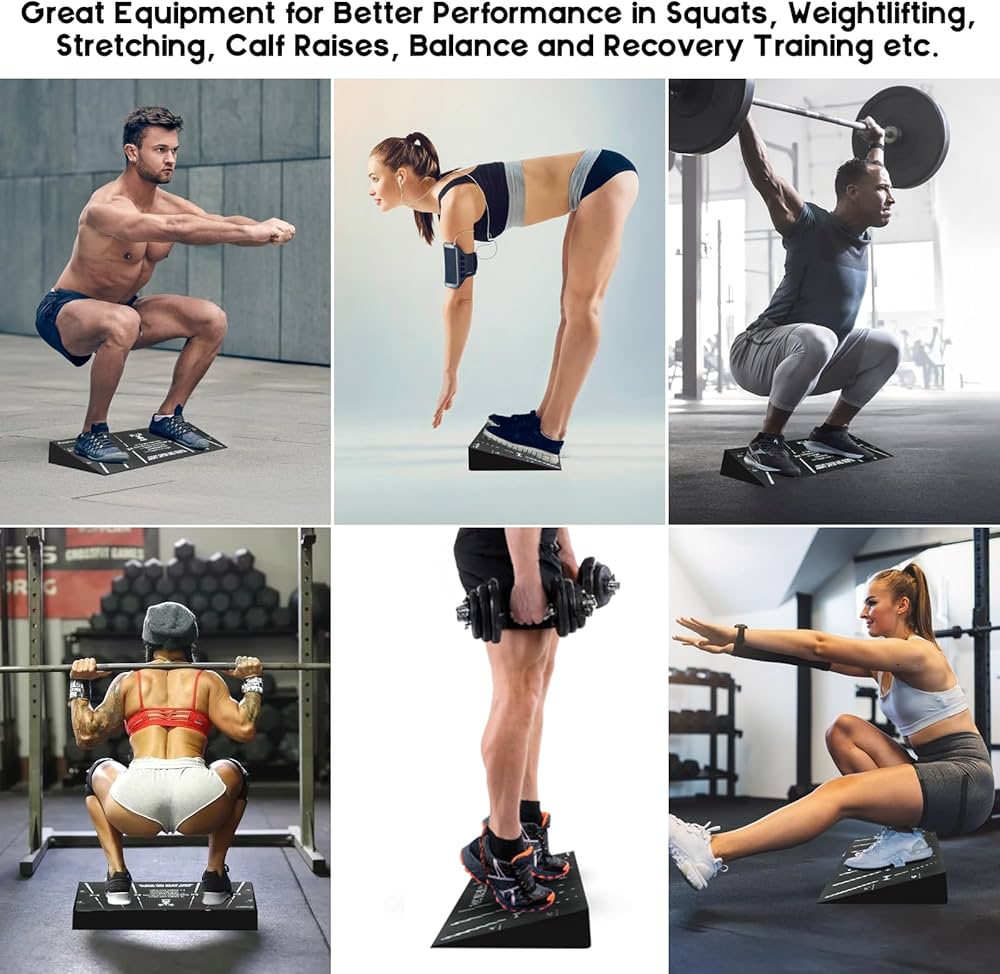 Squat Wedge Block, Professional One-Piece Heel Elevated Slant Board for All-Position Squats, Knees Over Toes, Weightlifting, Calf Stretches ect.. Home and Gym Equipment.