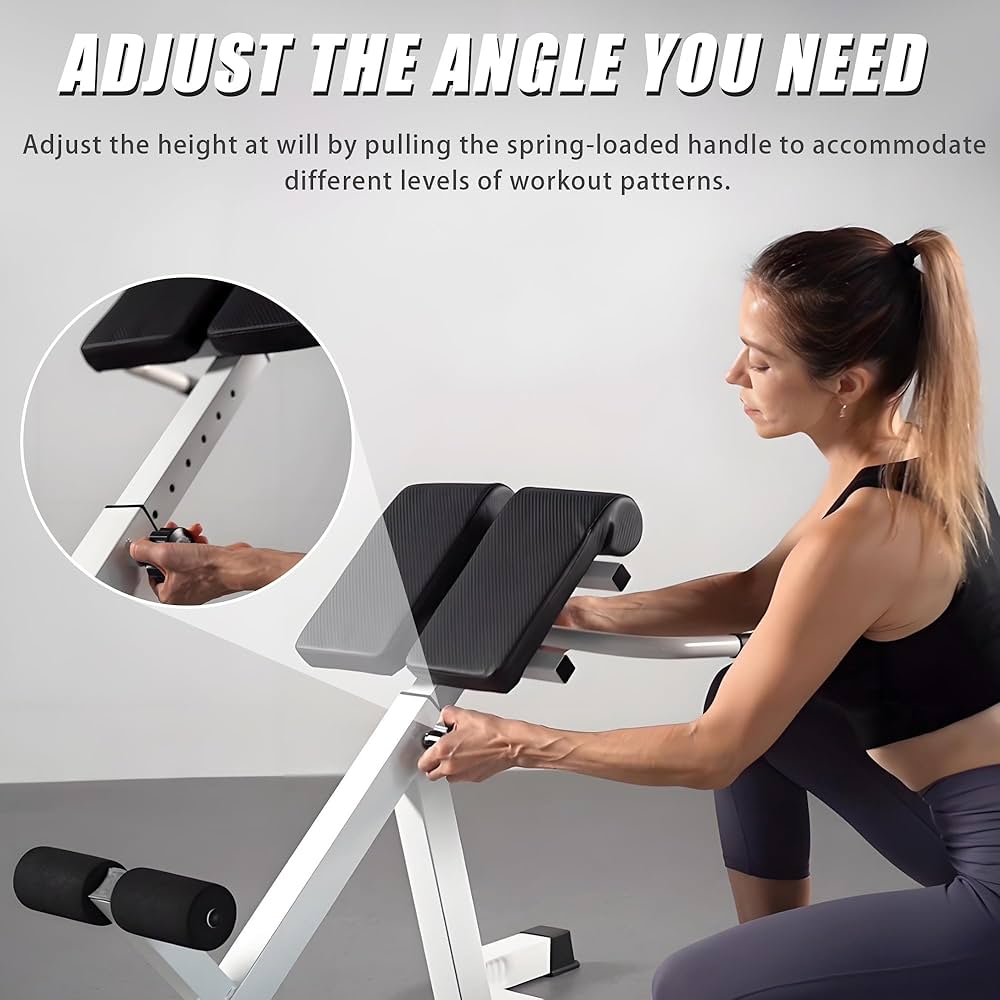 Roman Chair Back Extender – Angle & Height Dual Adjustable Hyperextension Bench for Home Gym – Adjustable Back Exercise Machine Fitness Equipment