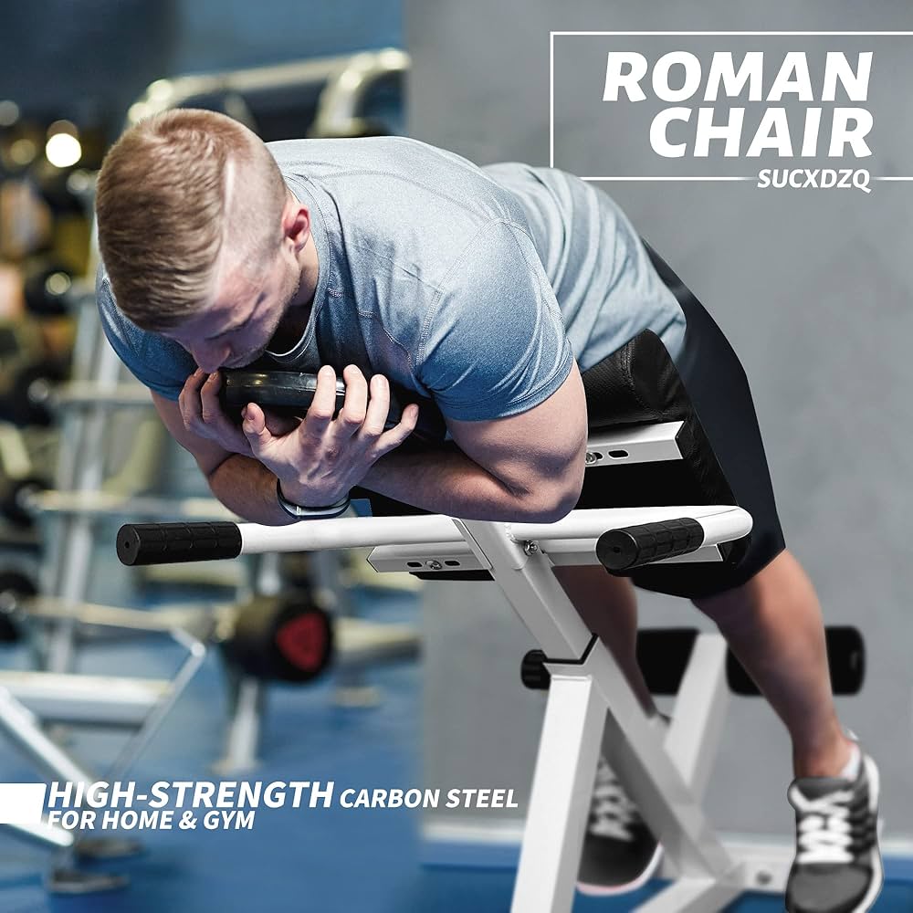 Roman Chair Back Extender – Angle & Height Dual Adjustable Hyperextension Bench for Home Gym – Adjustable Back Exercise Machine Fitness Equipment