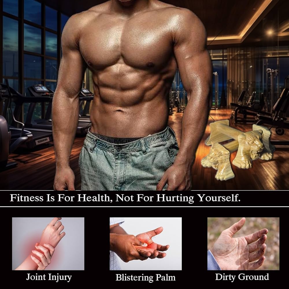 Tiger Power,Wood Pushup Bars Non-Slip Base Exercise Home.